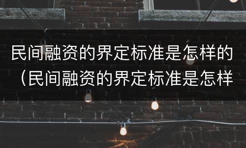 民间融资的界定标准是怎样的（民间融资的界定标准是怎样的呢）