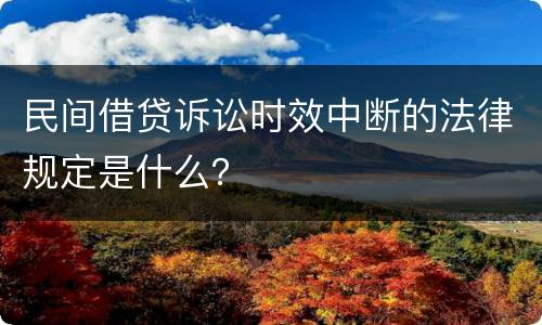 民间借贷诉讼时效中断的法律规定是什么？