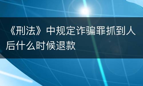 《刑法》中规定诈骗罪抓到人后什么时候退款