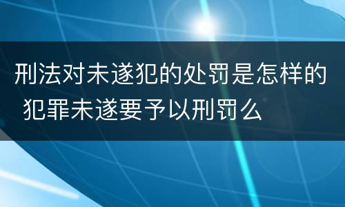 刑法对未遂犯的处罚是怎样的 犯罪未遂要予以刑罚么