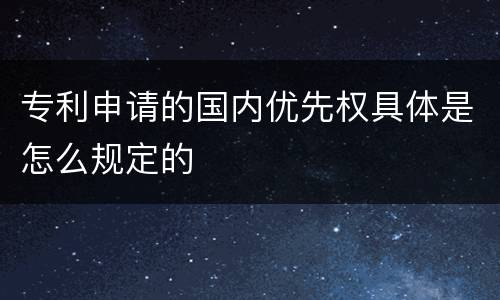 专利申请的国内优先权具体是怎么规定的