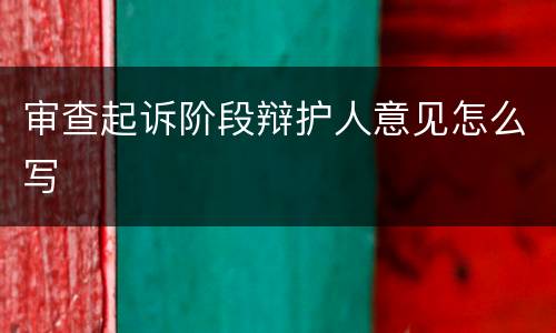 审查起诉阶段辩护人意见怎么写