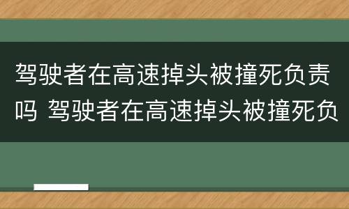 驾驶者在高速掉头被撞死负责吗 驾驶者在高速掉头被撞死负责吗判几年