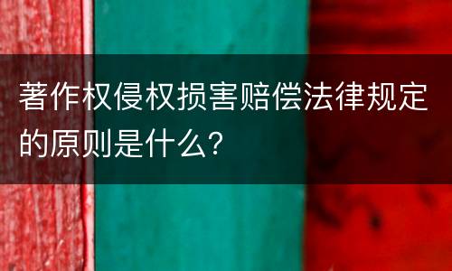 著作权侵权损害赔偿法律规定的原则是什么？