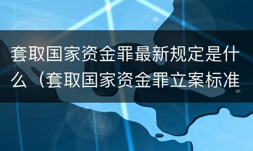 套取国家资金罪最新规定是什么（套取国家资金罪立案标准）