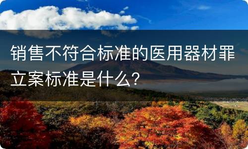 销售不符合标准的医用器材罪立案标准是什么？