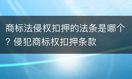 商标法侵权扣押的法条是哪个? 侵犯商标权扣押条款