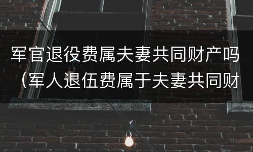 军官退役费属夫妻共同财产吗（军人退伍费属于夫妻共同财产吗?）