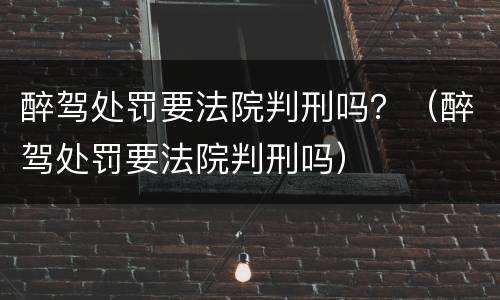 醉驾处罚要法院判刑吗？（醉驾处罚要法院判刑吗）