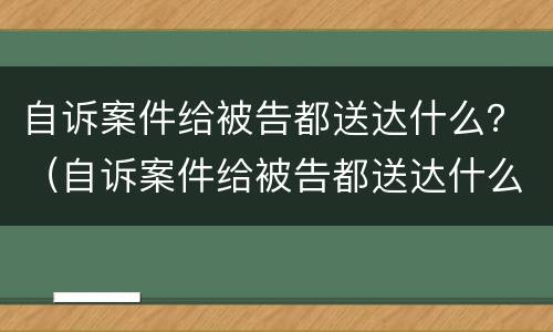 自诉案件给被告都送达什么？（自诉案件给被告都送达什么材料）