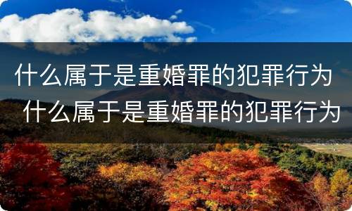 什么属于是重婚罪的犯罪行为 什么属于是重婚罪的犯罪行为呢