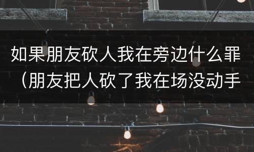 如果朋友砍人我在旁边什么罪（朋友把人砍了我在场没动手我要赔偿吗）