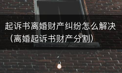 起诉书离婚财产纠纷怎么解决（离婚起诉书财产分割）