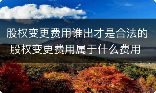 股权变更费用谁出才是合法的 股权变更费用属于什么费用