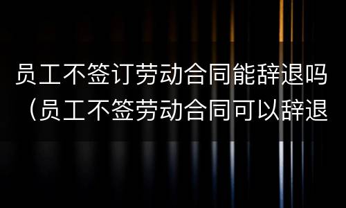 员工不签订劳动合同能辞退吗（员工不签劳动合同可以辞退吗）