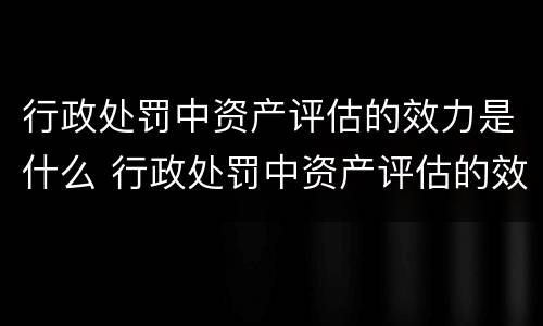 行政处罚中资产评估的效力是什么 行政处罚中资产评估的效力是什么