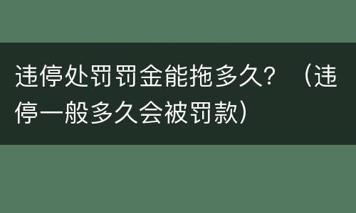 违停处罚罚金能拖多久？（违停一般多久会被罚款）