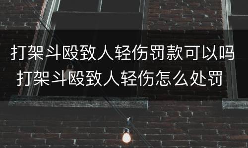 打架斗殴致人轻伤罚款可以吗 打架斗殴致人轻伤怎么处罚