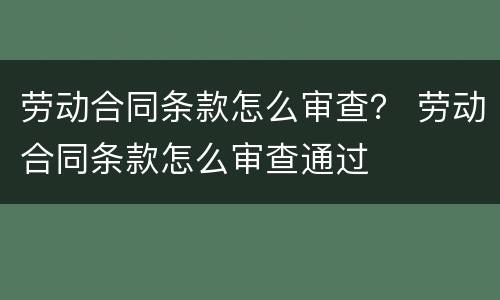 劳动合同条款怎么审查？ 劳动合同条款怎么审查通过