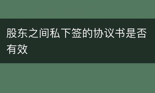 股东之间私下签的协议书是否有效