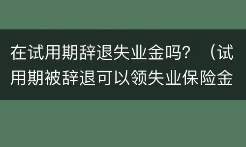 在试用期辞退失业金吗？（试用期被辞退可以领失业保险金吗）