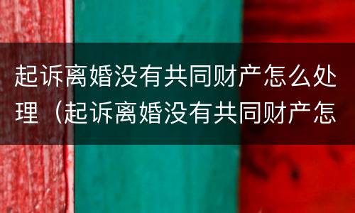 起诉离婚没有共同财产怎么处理（起诉离婚没有共同财产怎么处理财产分割）