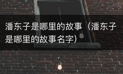 潘东子是哪里的故事（潘东子是哪里的故事名字）