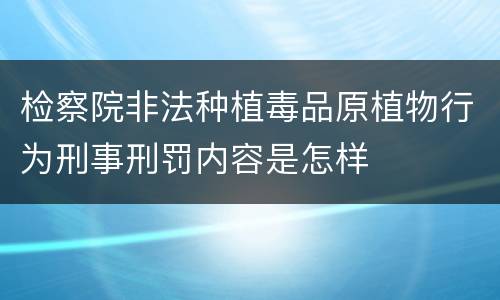 检察院非法种植毒品原植物行为刑事刑罚内容是怎样