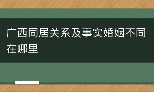 广西同居关系及事实婚姻不同在哪里