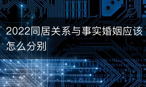 2022同居关系与事实婚姻应该怎么分别