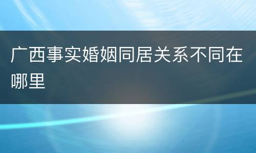 广西事实婚姻同居关系不同在哪里