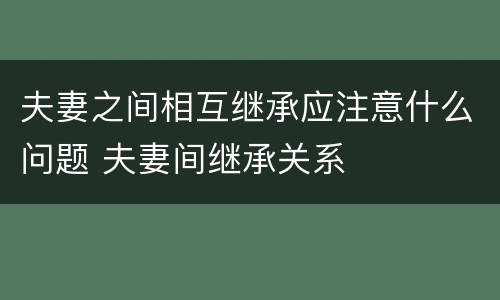 夫妻之间相互继承应注意什么问题 夫妻间继承关系