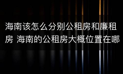 海南该怎么分别公租房和廉租房 海南的公租房大概位置在哪里?