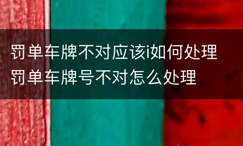 罚单车牌不对应该i如何处理 罚单车牌号不对怎么处理