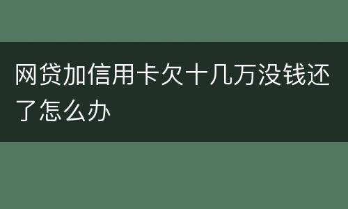 网贷加信用卡欠十几万没钱还了怎么办