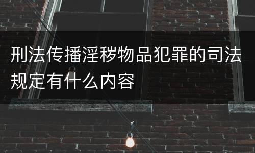 刑法传播淫秽物品犯罪的司法规定有什么内容