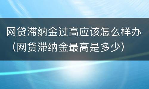 网贷滞纳金过高应该怎么样办（网贷滞纳金最高是多少）