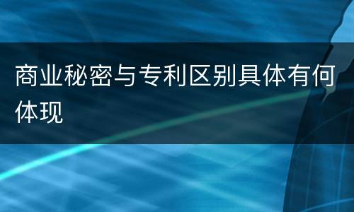 商业秘密与专利区别具体有何体现