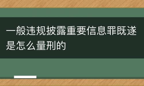 一般违规披露重要信息罪既遂是怎么量刑的