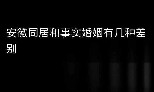 安徽同居和事实婚姻有几种差别