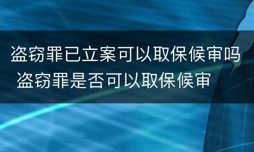 盗窃罪已立案可以取保候审吗 盗窃罪是否可以取保候审