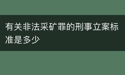 有关非法采矿罪的刑事立案标准是多少