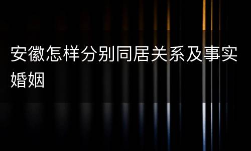 安徽怎样分别同居关系及事实婚姻