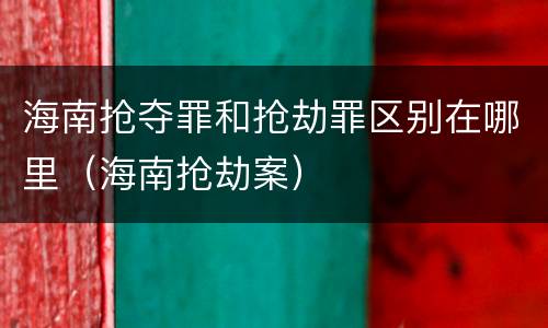 海南抢夺罪和抢劫罪区别在哪里（海南抢劫案）