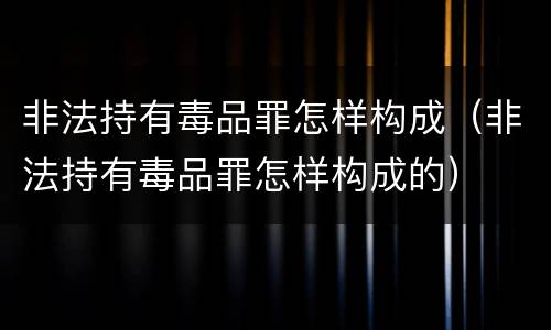 非法持有毒品罪怎样构成（非法持有毒品罪怎样构成的）