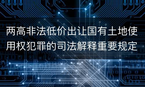 两高非法低价出让国有土地使用权犯罪的司法解释重要规定都有哪些