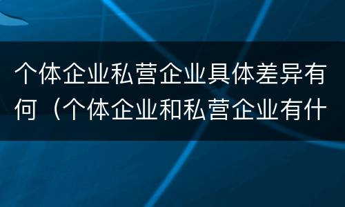 个体企业私营企业具体差异有何（个体企业和私营企业有什么区别和联系）