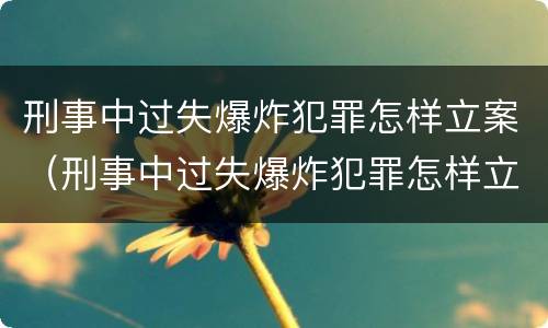 刑事中过失爆炸犯罪怎样立案（刑事中过失爆炸犯罪怎样立案处理）