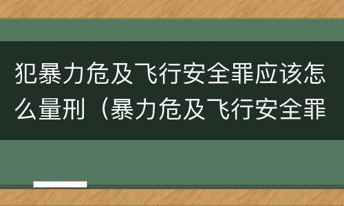 犯暴力危及飞行安全罪应该怎么量刑（暴力危及飞行安全罪的构成要件）