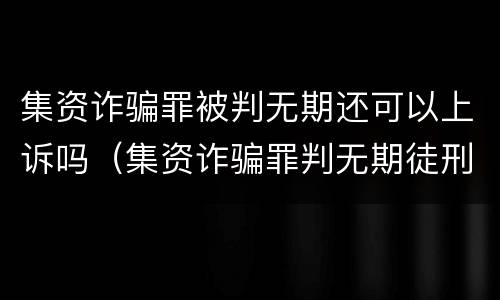 集资诈骗罪被判无期还可以上诉吗（集资诈骗罪判无期徒刑）